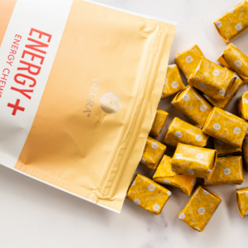 Neora Energy+ Wellness Chews bag and individually wrapped chews